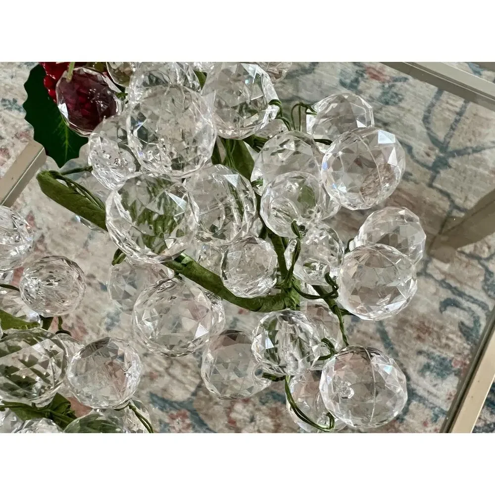 Vintage Lucite Grapes Cluster Set Mid Century Clear Faceted Fruit Decor MCM